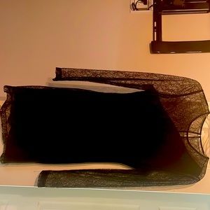 BCBG black lace asymmetrical minidress